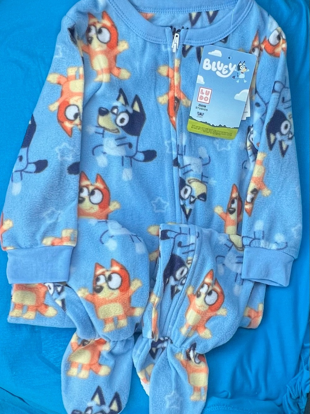 Bluey Fleece One-Piece Jumpsuit for Kids - Light Blue
